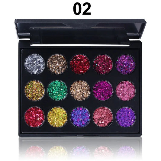 15 Colors Glitter Eyeshadow Palette - 02